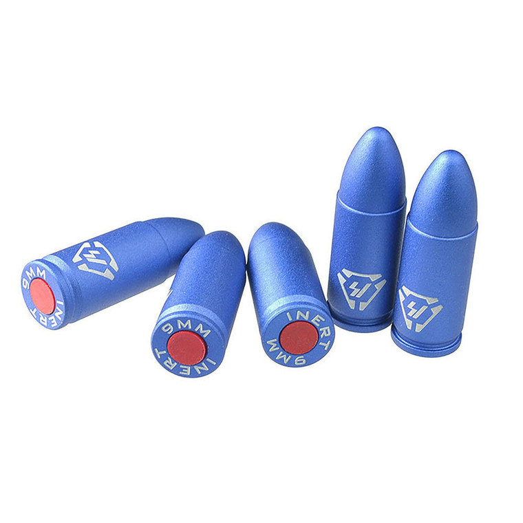 Strike Industries - Aluminum Dummy Rounds 9mm 5pk - SIDRAL9MMBLU