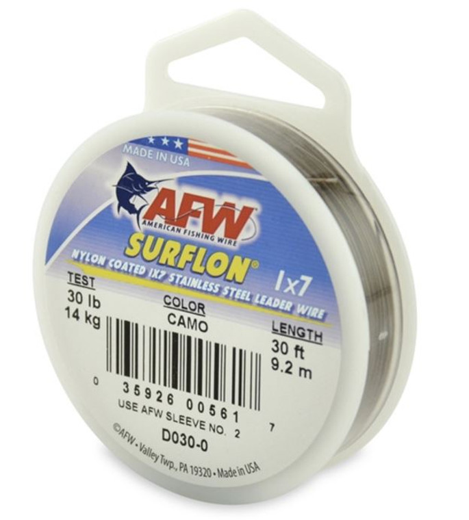 AFW - Surflon Nylon Coat Wire - 30ft Camo 30lb - D030-0 AFW - Surflon Nylon Coat Wire - 30ft Camo 30lb - D030-0