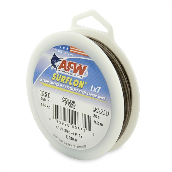 AFW - Surflon Nylon Coat Wire - 30ft Camo 250lb - D250-0