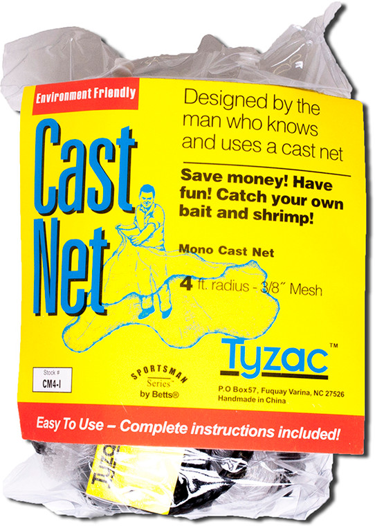Betts - Tyzac Mono Cast Net - 4ft 3/8in Clear Mesh - CM4-I