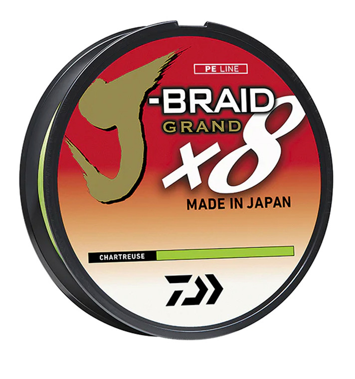 Daiwa - J-braid Grand X8 Line - Chartreuse 10lb 150yd - JBGD8U10-150CH