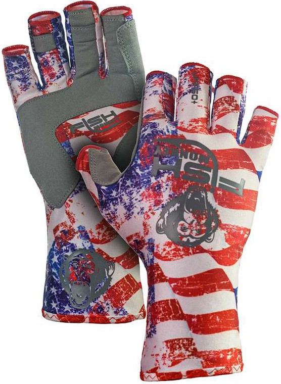 Fish Monkey - 1/2 Finger Guide Glove - Americana Medium - FM11-AMER-M Fish Monkey - 1/2 Finger Guide Glove - Americana Medium - FM11-AMER-M