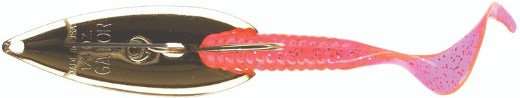 Gator Lures - Weedless Spoon - 1/4oz Gold W/pink Worm - 25WGP