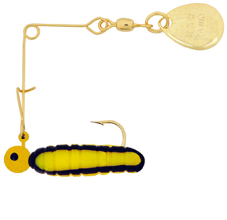 H & H - Cajun Grub Spin-nickel - 1/32oz Yellow/black St - CGS-19N