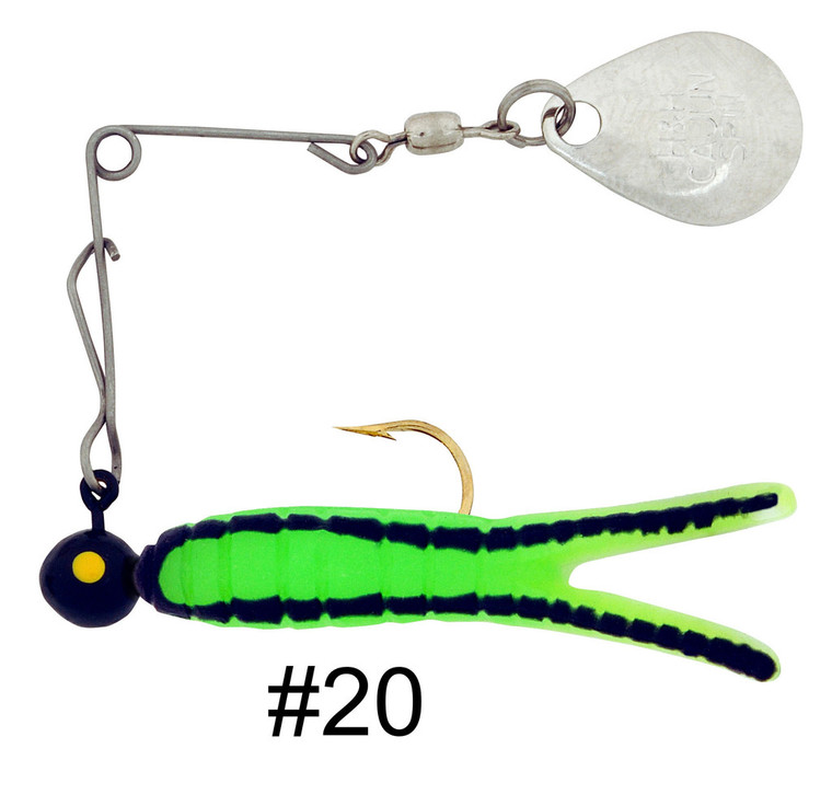 H & H - Cajun Super Spin-nickel - 3/16oz Green/blk Str - CSS-20N