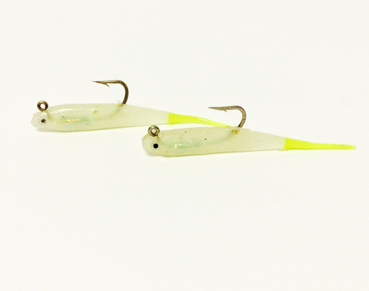 H & H - Glass Minnow Double Rig - 1/8oz Glow/chart Tail - GMDR18-50