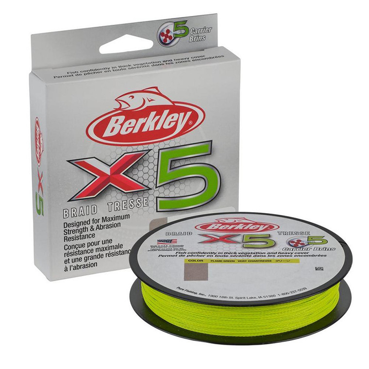Berkley - X5 Braided Line - 165yd 50#/14dia Fl Green -