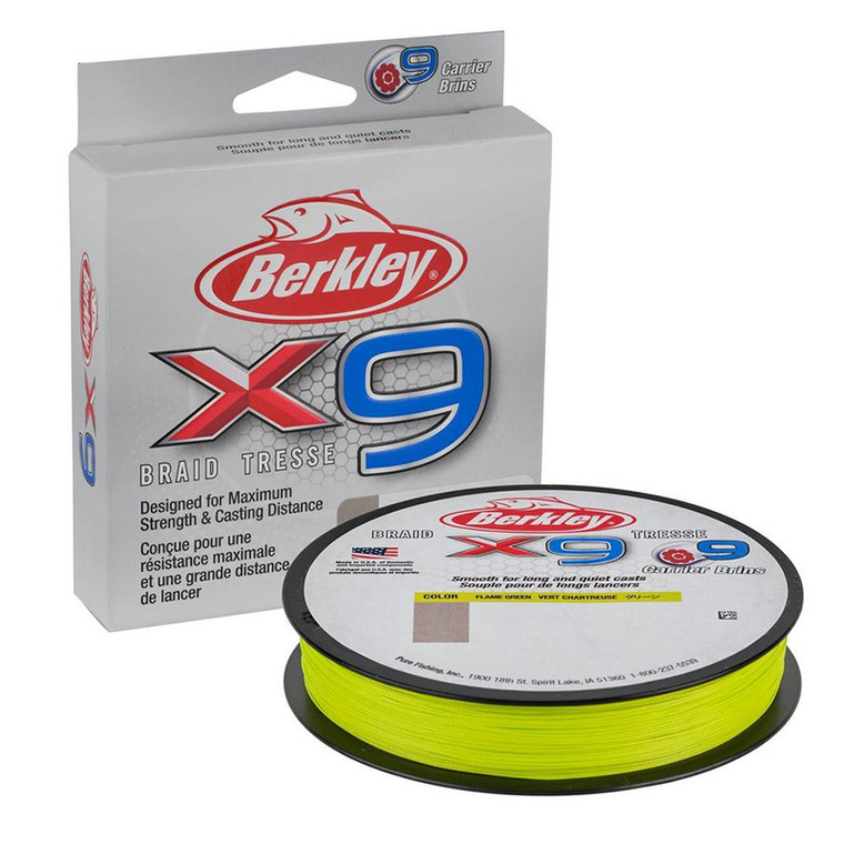 Berkley - X9 Braided Line - 165yd 20#/8dia Fl Green -