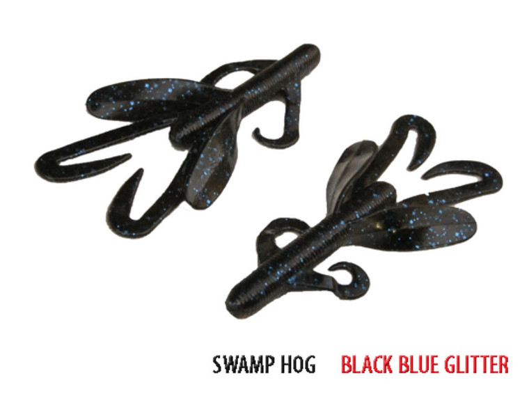 V&M Baits - Baby Swamp Hog - 3.5in 10pk Black/blu Glt - BSWHBBG10