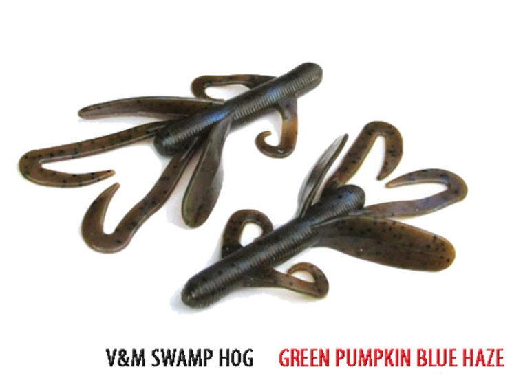 V&M Baits - Baby Swamp Hog - 3.5in 10pk Grn Pump/blue - BSWHGPBH10