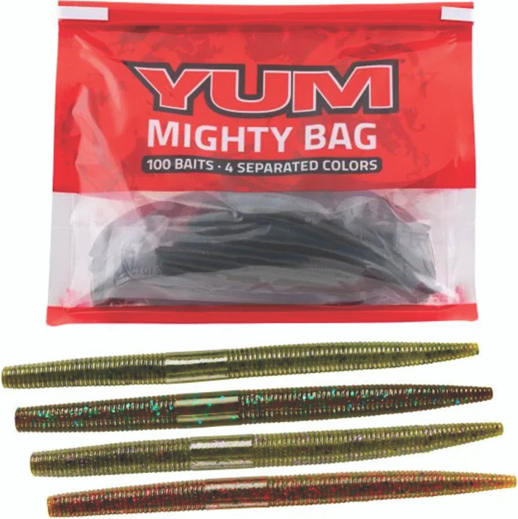 Yum - Dinger Worm Mighty Bag - 5in 100bg Green Pmp Favs -