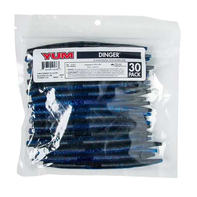 Yum - Dinger Worm Bulk Pack - 5in 30bg Blk Blue Lamina -