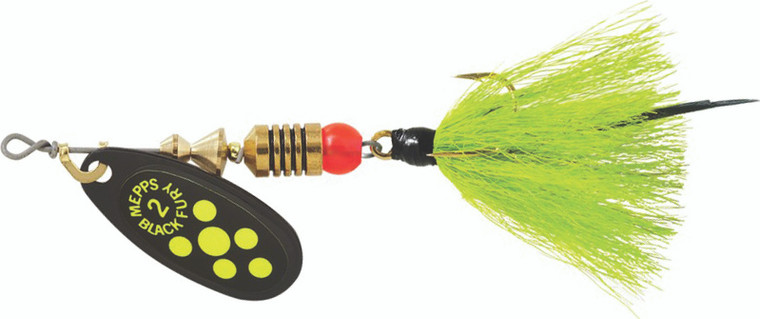 Mepps - Black Fury Dressed Trebl - 1/6oz Chart Dot -