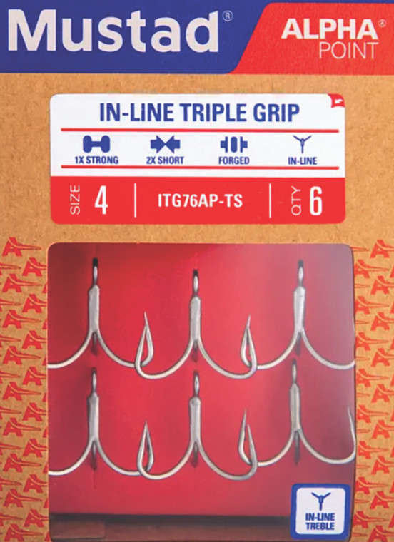 Mustad - Mustad In-line Triple Gr - T-steel 6pk Sz4 -