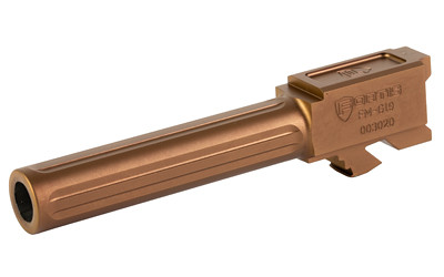 Fortis Manufacturing  Inc. Match Grade Barrel  Fluted Barrel  9MM  4"  Fits Glock 19 Gen 1-5 and 19X  Copper Finish  Titanium Copper Nitride Coating  416R Stainless FM-G19-CPPR