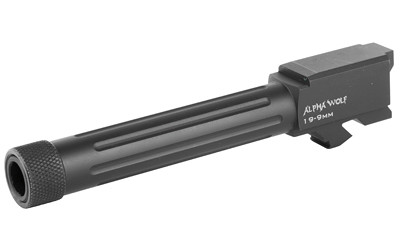 Lone Wolf Distributors AlphaWolf Barrel  9MM  Salt Bath Nitride Coated  Threaded/Fluted  416R Stainless Steel  1/2x28 TPI  For Glock 19  Includes Thread Protector  Made in the USA AW-19TH