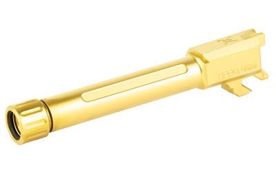 True Precision Barrel  9MM  Threaded 1/2x28  Fits Springfield Hellcat Pro  Titanium Nitride Finish  Gold TP-SHCPB-XTG
