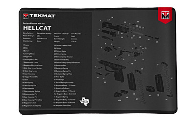 TekMat Original Mat  Springfield Hellcat  Cleaning Mat  Thermoplastic Surface Protects Gun From Scratching  1/8" Thick  11"x17"  Tube Packaging  Black TEK-R17-HELLCAT