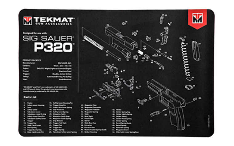 TekMat Sig P320 Pistol Mat  11"x17"  Black  Includes Small Microfiber TekTowel  Packed In Tube TEK-R17-SIGP320 TekMat Sig P320 Pistol Mat  11"x17"  Black  Includes Small Microfiber TekTowel  Packed In Tube TEK-R17-SIGP320