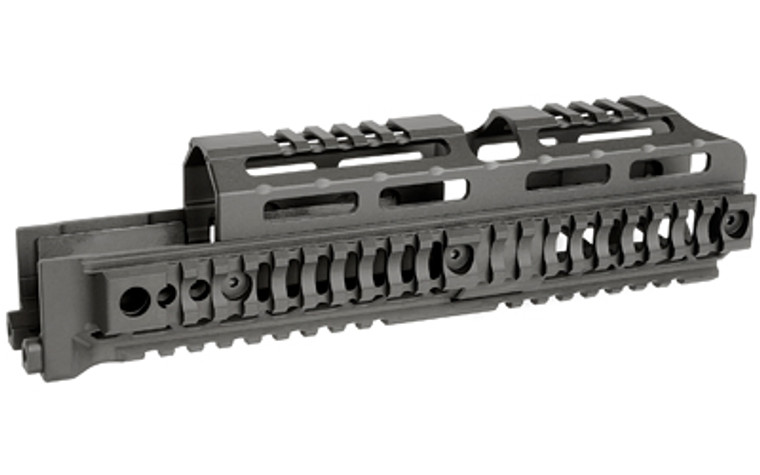 Midwest Industries Alpha Quad Rail  Picatinny Handguard  Fits AK Style Firearms  10"  Anodized Finish  Black MI-AK-ALPHA-QR-10