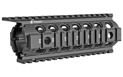 TROY Industries Enhanced Rail  7"  Drop In  Picatinny on All Four Sides  Four Built-in Sockets Fits QD Swivels  Fits AR-15 Rifles  Black SRAI-DID-D7BT-00