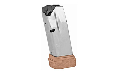 Springfield Magazine  9MM  13 Rounds  Fits Hellcat  with Flat Dark Earth Base  Stainless  Silver HC5913F