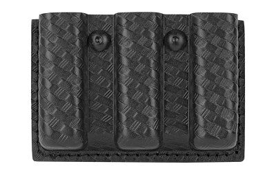 Safariland Model 775 Slimline Open Top Triple Magazine Pouch  For 2.25" Duty Belts  Fits Glock 17  Belt Loop  Hardshell STX  STX Basket Weave Black Finish 775-83-48
