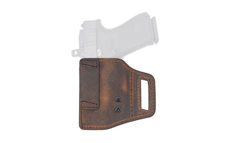 Versacarry V-Slide  Belt Slide Holster  Right Hand  Fits Glock 19  Distressed Leather and Polymer  Brown VSL211G19