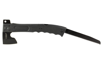 Camillus Camtrax  3 in 1  Axe/Hammer/Saw  Matte Finish  Black  12" Overall Length  7" Saw Blade  Fiberglass Reinforced Nylon Handle  Includes Molded Sheath CAM-19142