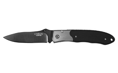 Camillus Pristine  Folding Knife  Plain Edge  Black and Silver G10/Stainless Steel Handle  Carbonitride Titanium Non-Stick Finish  Black Blade  3" Blade Length  6.75" Overall Length  VG10 Blade Steel  Liner Lock CAM-18671
