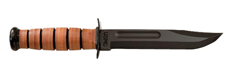 KA-BAR Knives KA-BAR  USMC  Fixed Blade Knife  7" Blade Length  11.875" Overall Length  Clip Point  Plain Edge  1095 Cro-Van/Black  Brown Leather  Leather Sheath 1217 KA-BAR Knives KA-BAR  USMC  Fixed Blade Knife  7" Blade Length  11.875" Overall Length  Clip Point  Plain Edge  1095 Cro-Van/Black  Brown Leather  Leather Sheath 1217