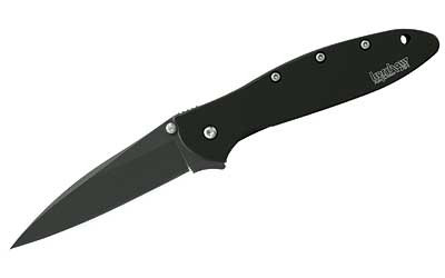 Kershaw Leek  3" Assisted Folding Knife  Clip Point  Plain Edge  14C28N/Satin  Black DLC 410 Stainless  Thumb Stud/Pocket Clip 1660CKT