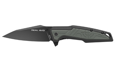 Real Avid RAV-1  Folding Knife  Plain Edge  Matte Finish  Green and Black  Nylon Handle  3.25" Blade Length  7.75" Overall Length  Liner Lock  Stainless Steel AVRAV1
