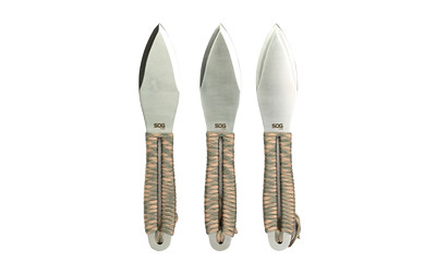 SOG Knives & Tools Fling  Throwing Knife  4.4" Straight Edge Spear Point  Green and Tan Paracord Handle  3Cr13 Steel  Satin Finish  Silver  Includes Nylon Sheath  3 Pack SOG-FX41N-CP