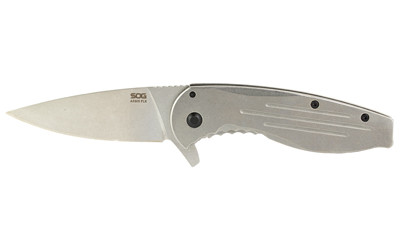SOG Knives & Tools Aegis FLK  3.4" Folding Knife  Clip Point Straight Edge  Stainless Steel Handle  8Cr13MoV Steel  Satin Finish  Silver SOG-14-41-02-42