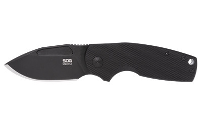 SOG Knives & Tools Stout SJ  Folding Knife  2.6" Clip Point Straight Edge  G10 Handle  Cryo D2 Steel  Titanium Nitride Finish  Black SOG-16-03-02-57