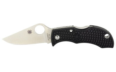 Spyderco Manbug  1.94" Folding Knife  Silver  Plain  Clip Point  Circle Thumb Hole  Box  VG-10  Black MBKP