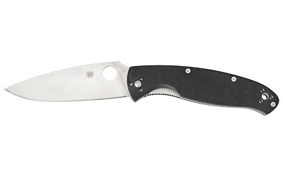 Spyderco Resilience  4.2" Folding Knife  Clip Point  Plain Edge  8Cr13MoV/Satin  Black G10  Circle Thumb Hole/Pocket Clip C142GP