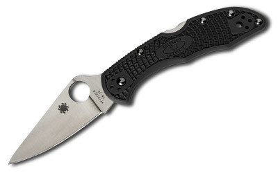Spyderco Delica4  Lightweight  Folding Knife  2.875" Blade  Clip Point  Plain Edge  VG10/Satin Finish  Kraton Handle  Circle Thumb Hole/Pocket Clip C11FPBK