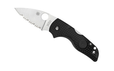 Spyderco Lil Native Lightweight  Folding Knife  SpyderEdge Serrated Blade  Black FRN Handle  Satin Finish  Silver  2.43" Blade Length  CTS BD1N Steel C230SBK