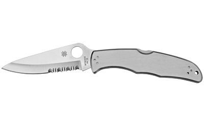 Spyderco Endura 4  3.375" Folding Knife  Clip Point  Combo Edge  VG10/Satin  Stainless  Circle Thumb Hole/Pocket Clip C10PS