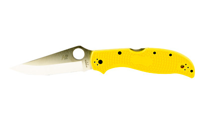 Spyderco Stretch 2 Lightweight Salt  Folding Knife  Plain Edge  Yellow FRN Handle  Satin Finish  Silver  3.95" Blade Length  H-2 Steel C258PYL