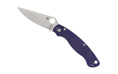 Spyderco Military 2  Folding Knife  Silver  Plain Edge  Blue G10 Handle  4" Blade  Satin Finish  CPM-S110V Steel C36GPDBL2