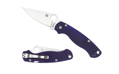 Spyderco Para Military 2  3.438" Folding Knife  CPM S110V  Plain  Circle Thumb Hole/Pocket Clip  Dark Blue G10 C81GPDBL2