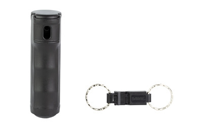 Sabre Pepper Gel with Quick Release Whistle Keychain  .54 Ounces  Black  Matte Finish F15-BUSG-W2