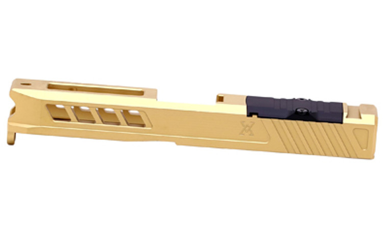 True Precision Axiom Slide  For Glock G19 Gen3  Gold TiN Finish  RMR Optic Cut & Cover Plate TP-G19S-G-RMR