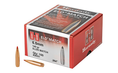 Hornady ELD-M  .264 Diameter  6.5MM  140 Grain  Ballistic Tip  100 Count 26331
