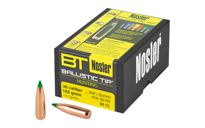 Nosler Ballistic Tip  .308 Diameter  30 Caliber  165 Grain  Spitzer Boat Tail  50 Count 30165