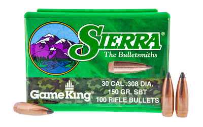 Sierra Bullets GameKing  .308 Diameter  30 Caliber  150 Grain  Spitzer Boat Tail  100 Count 2125