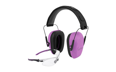 Allen Company ULTRX Hearing and Eye Combo  Shield Passive Earmuff  NRR 23dB  Plum  Anti-Fog/Anti-Scratch Shooting Glasses  Clear  ANSI Z58 and CE EN-Rated 4155
